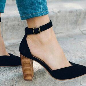 Soludos Women's Collette 3.5" Stacked Heel Black Velvet‎ Wedding Party Cocktail